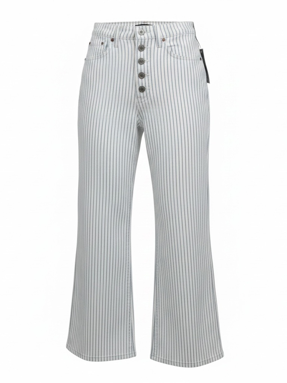 Abercrombie Striped Wide Leg Jeans Size 28 NWT High Rise Button Fly Crop Coastal